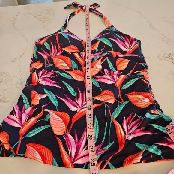 TOMMY Bahama Size Medium Birds Of Paradise Halter Cup Swim Tankini Top Multi - Picture 8 of 12
